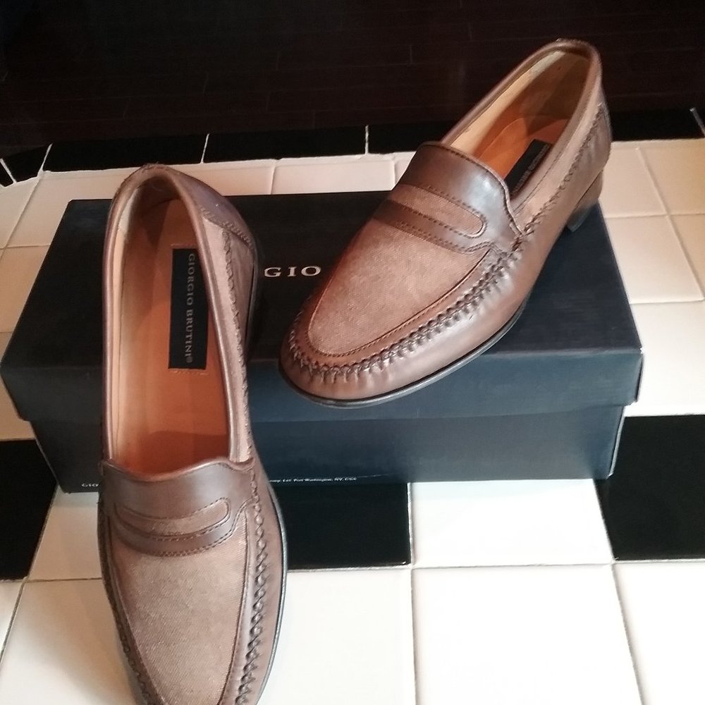 Brown leather and linen Giorgio  Brutini  shoes.
